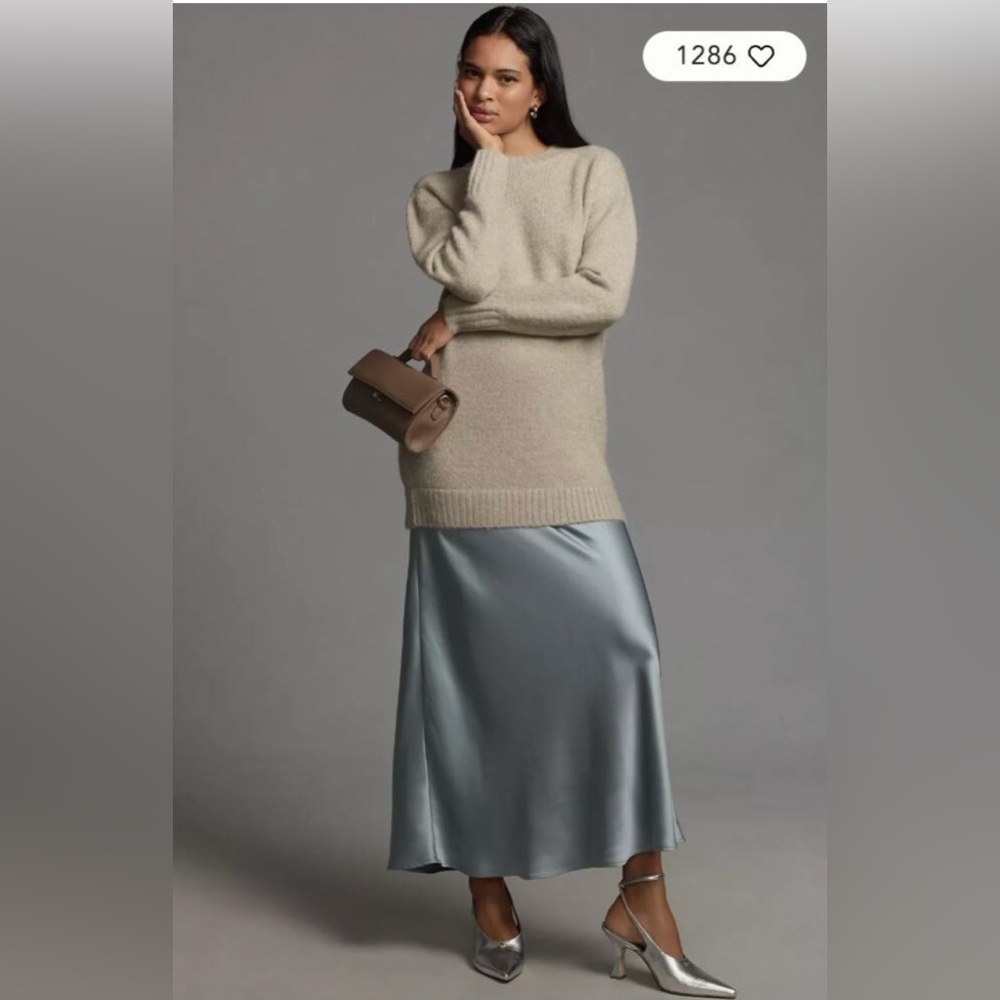 Anthropologie Long-Sleeve Twofer Sweater Slip Midi Dress Large